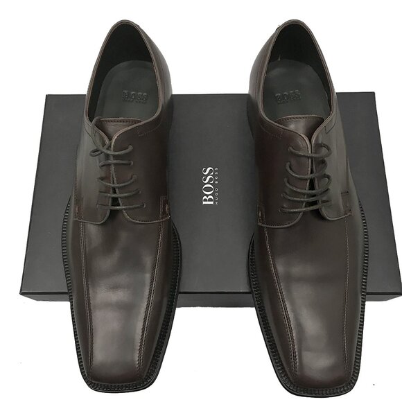 NEW IN BOX Boss Hugo Boss Signature Dress Shoes! Brown  Square Toe  Fine Leather